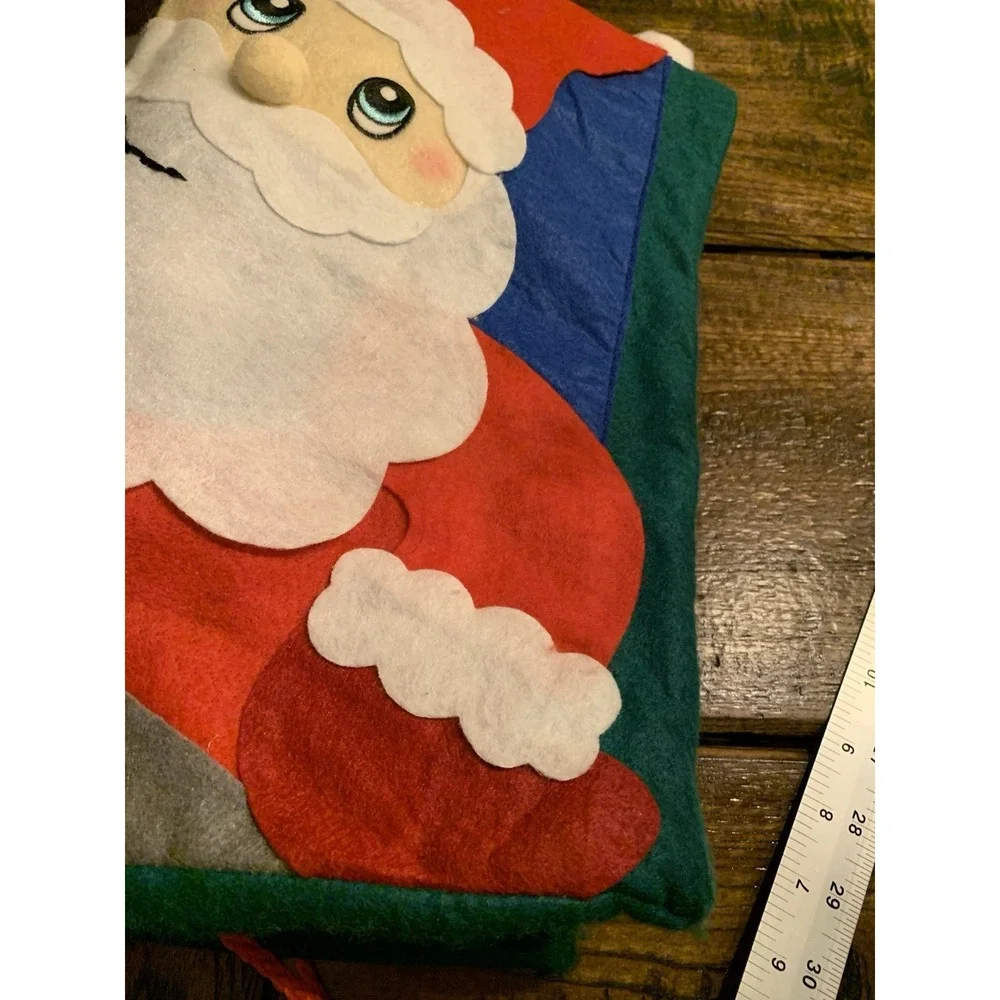 Vintage Felt Christmas Gift Bags Appliqué Drawstring 18‎ X 29
